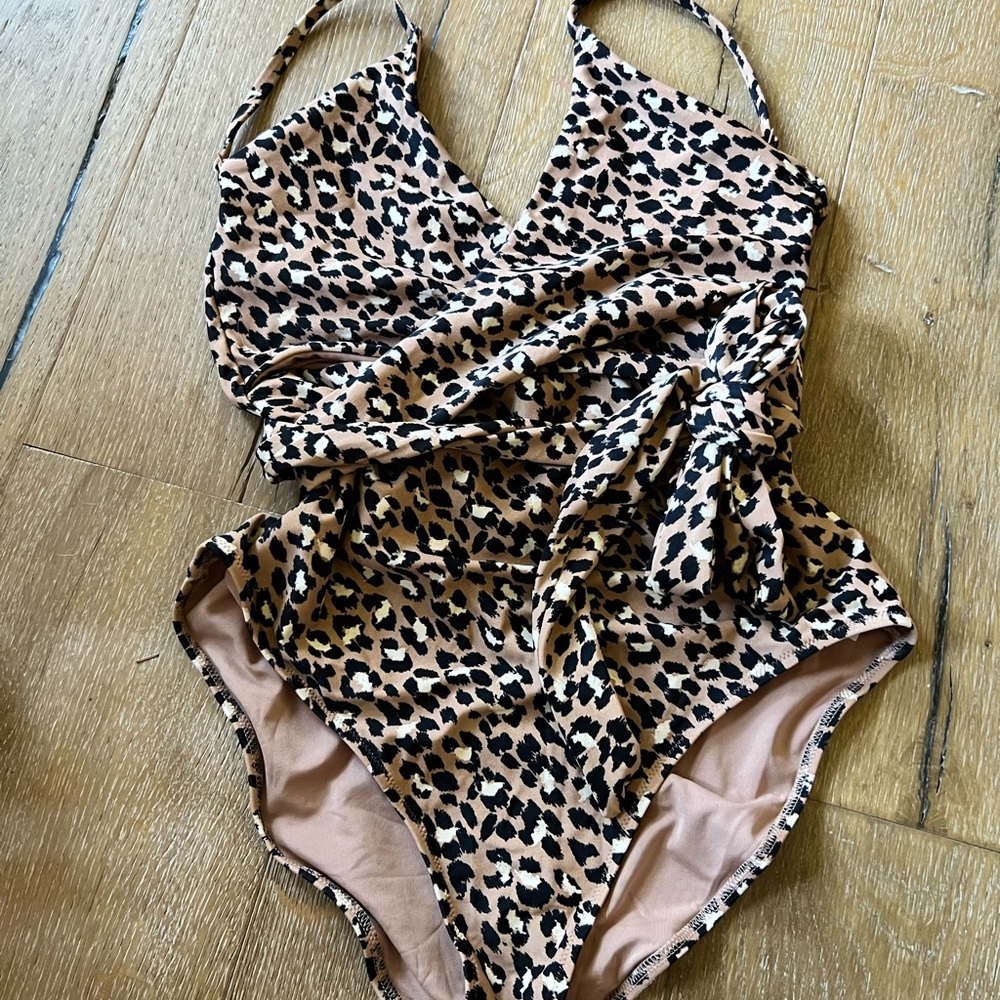 Aerie leopard wrap swimsuit one piece
